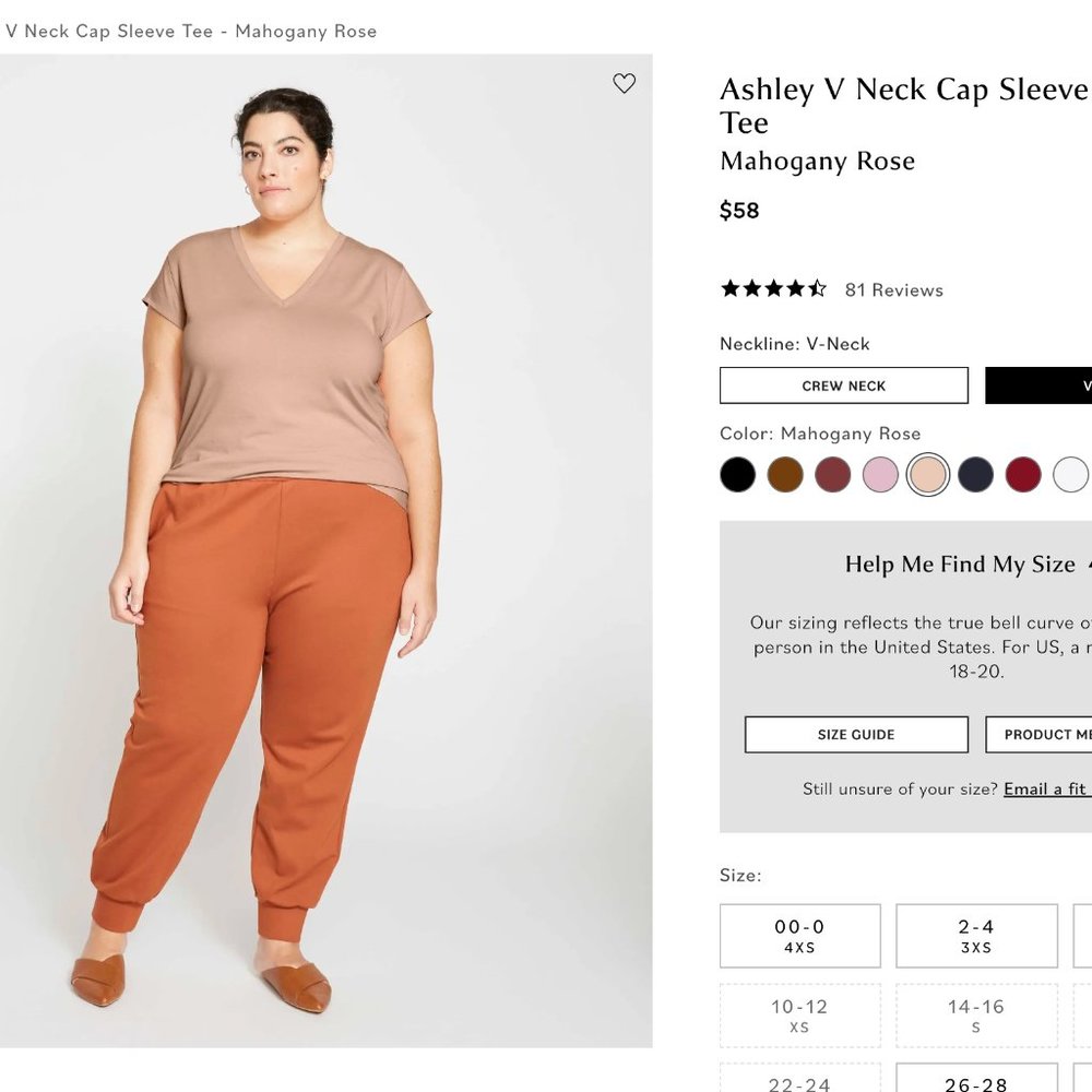 Universal Standard Ashley V Neck T - Mahogany Rose Size S (14-16) New In Package